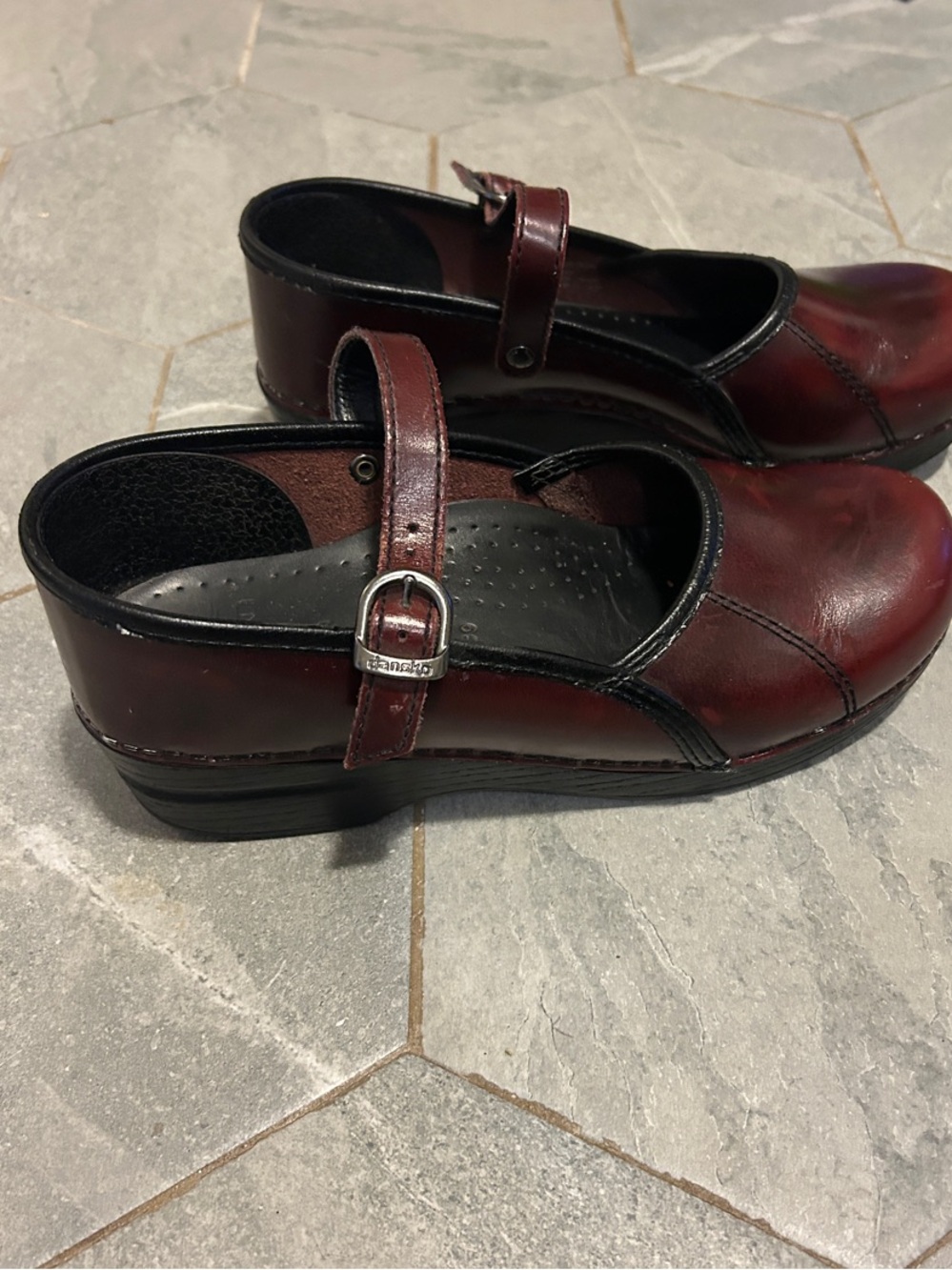 Women’s Dansko Mary Jane Comfort Clogs - Burgundy - Picture 2 of 5
